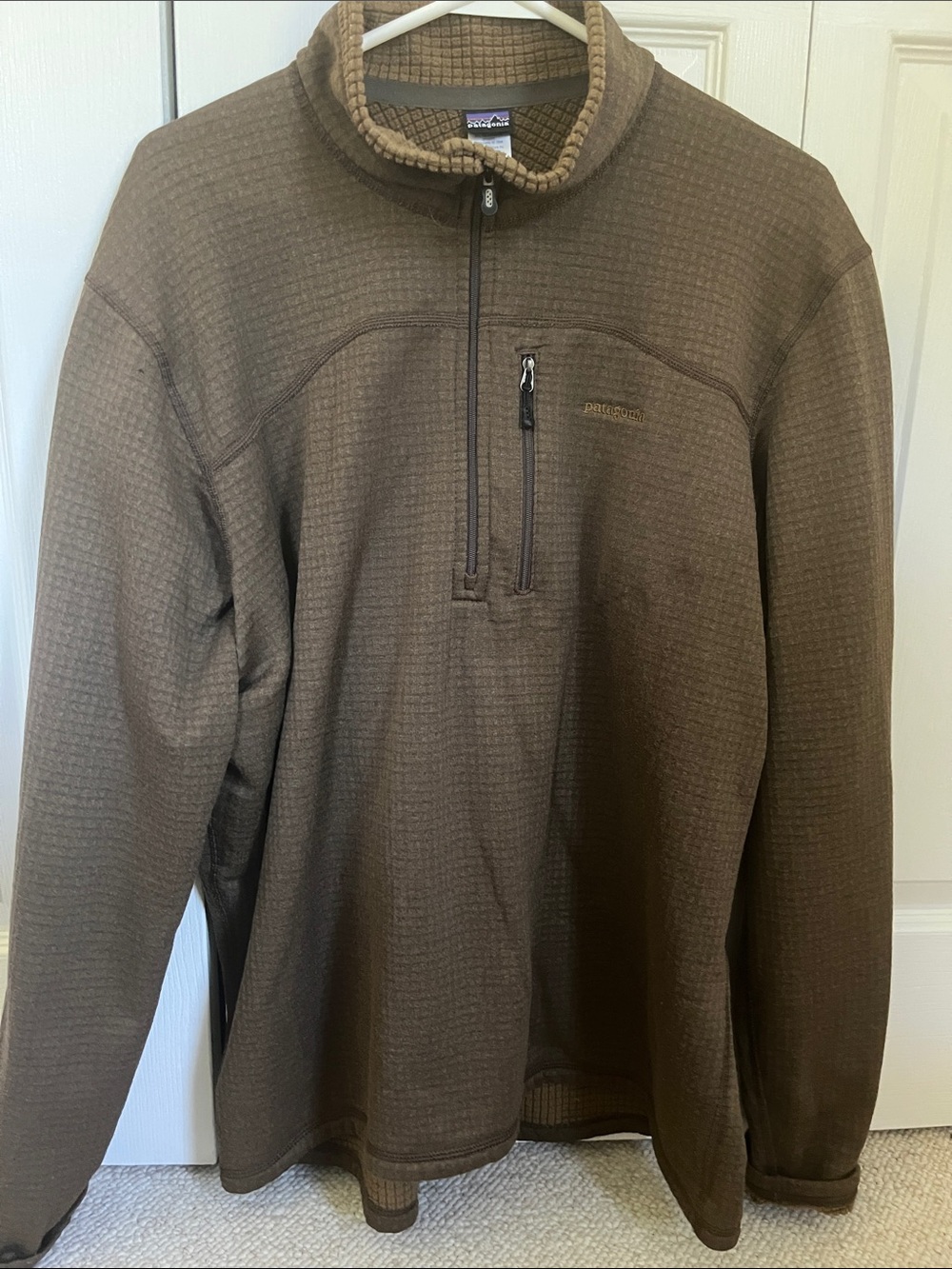 Patagonia Brown Waffle-Knit Quarter-Zip Performance Pullover